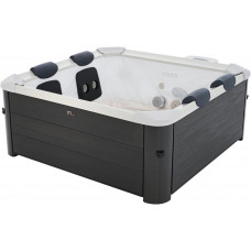 Bañera de hidromasaje 6 plazas gris antracita con LED 