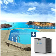 Piscina de Madera Miami - 4,86 x 3,36 x 1,20 m + minibomba de Calor 