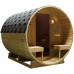 Sauna de exterior 189×220 cm finlandesa en forma de barril con estufa de leña